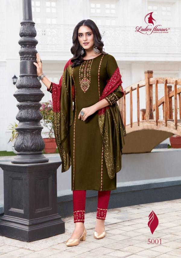 Ladies Flavour Pavitra Vol 5 Rayon Embroidery Designer Readymade Suit